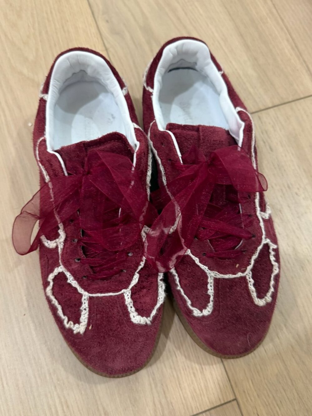 Alohas Rife Burgundy Suede Sneakers with Ribbon Laces